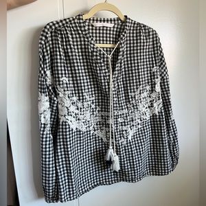 Zara Gingham Bohemian Shirt with embroidery
